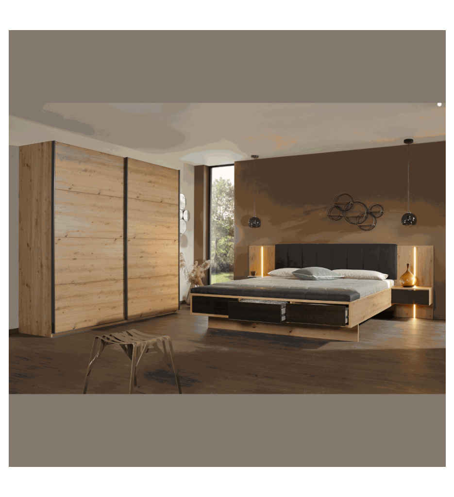 ARMOIRE 2PT-226CM-CHENE ARTISAN-BLACK OAK-AG317.4852-APOLLON