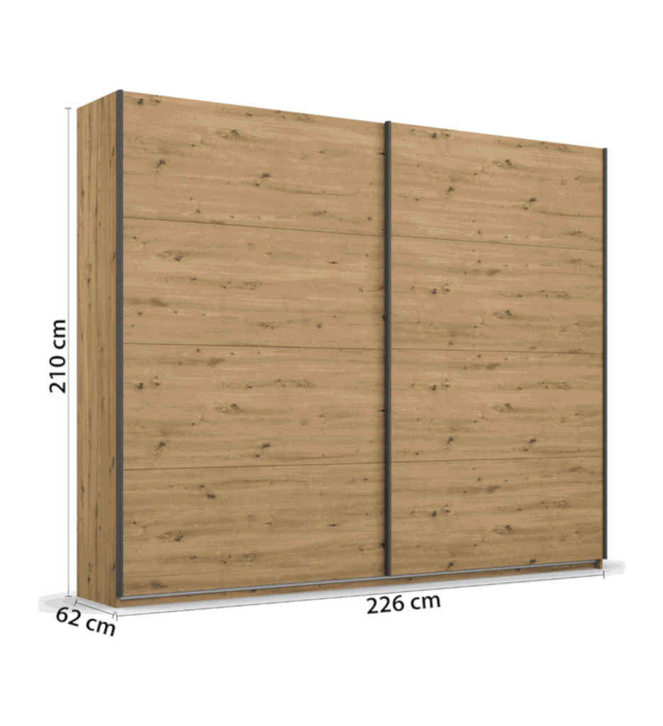 ARMOIRE 2PT-226CM-CHENE ARTISAN-BLACK OAK-AG317.4852-APOLLON