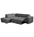 #ANGLE G-STORAGE CHAISE+2-SEATER W/BED-NABUK -TEX208-13 GREY-19801-L3-POSITANO