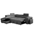 #ANGLE G-STORAGE CHAISE+2-SEATER W/BED-NABUK -TEX208-13 GREY-19801-L3-POSITANO