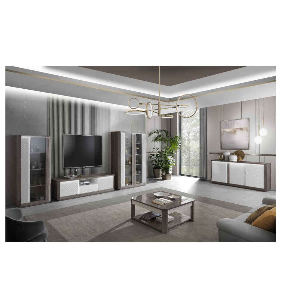 BUFFET 3 PORTES-180CM-CHENE GRIS/BLANC-CARTESIA