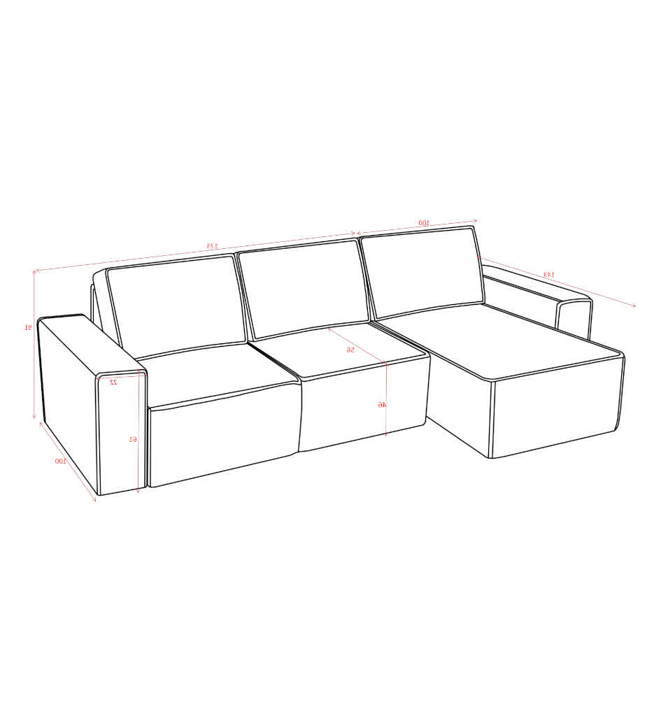 #ANGLE REVERSIBLE + COUCHAGE-TISSU WZ2061-18 GRIS-NC1380B-LOUXOR