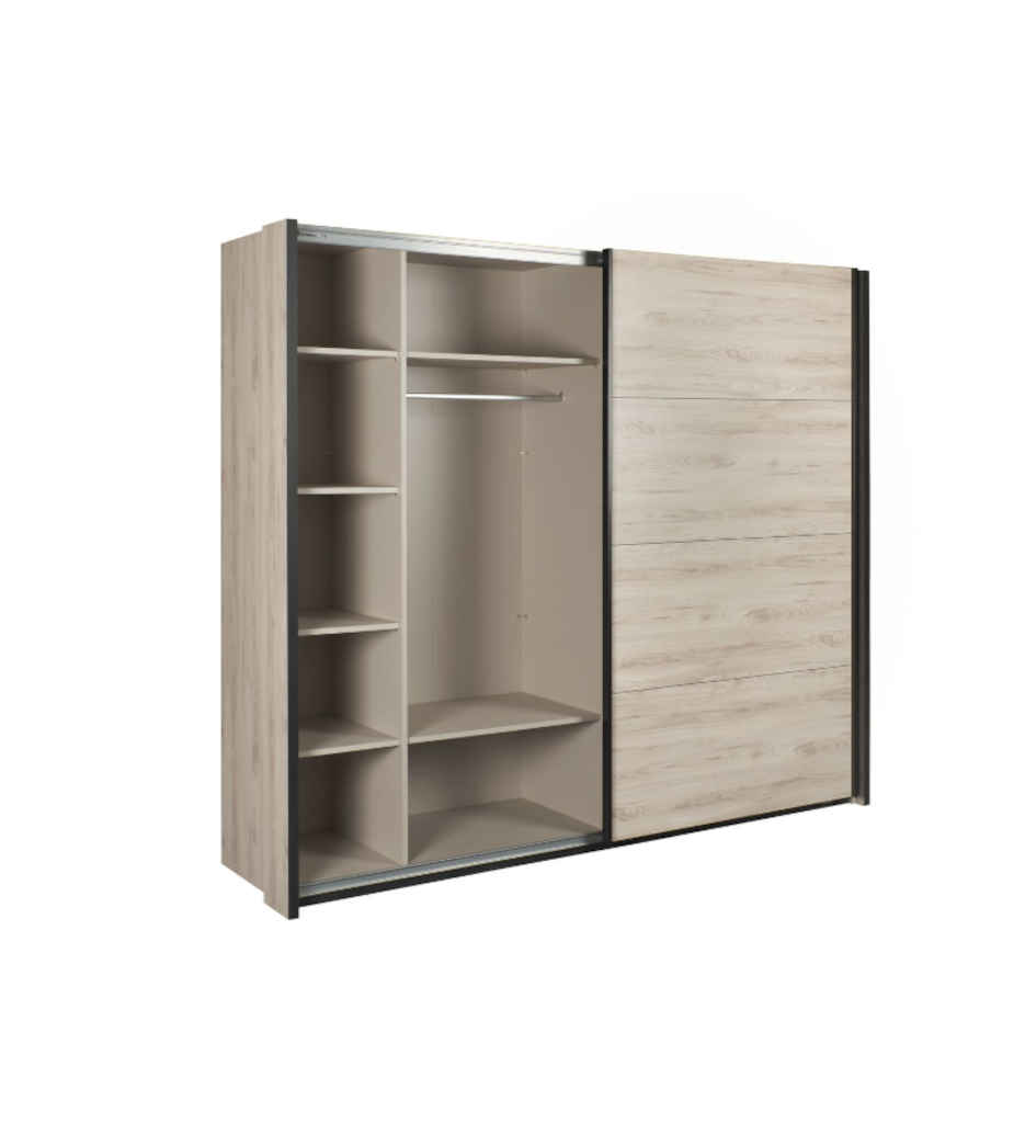 ARMOIRE 2P COULLISANTE / 1 MIROIR -245CM-COASTLAND OAK-SIERRA