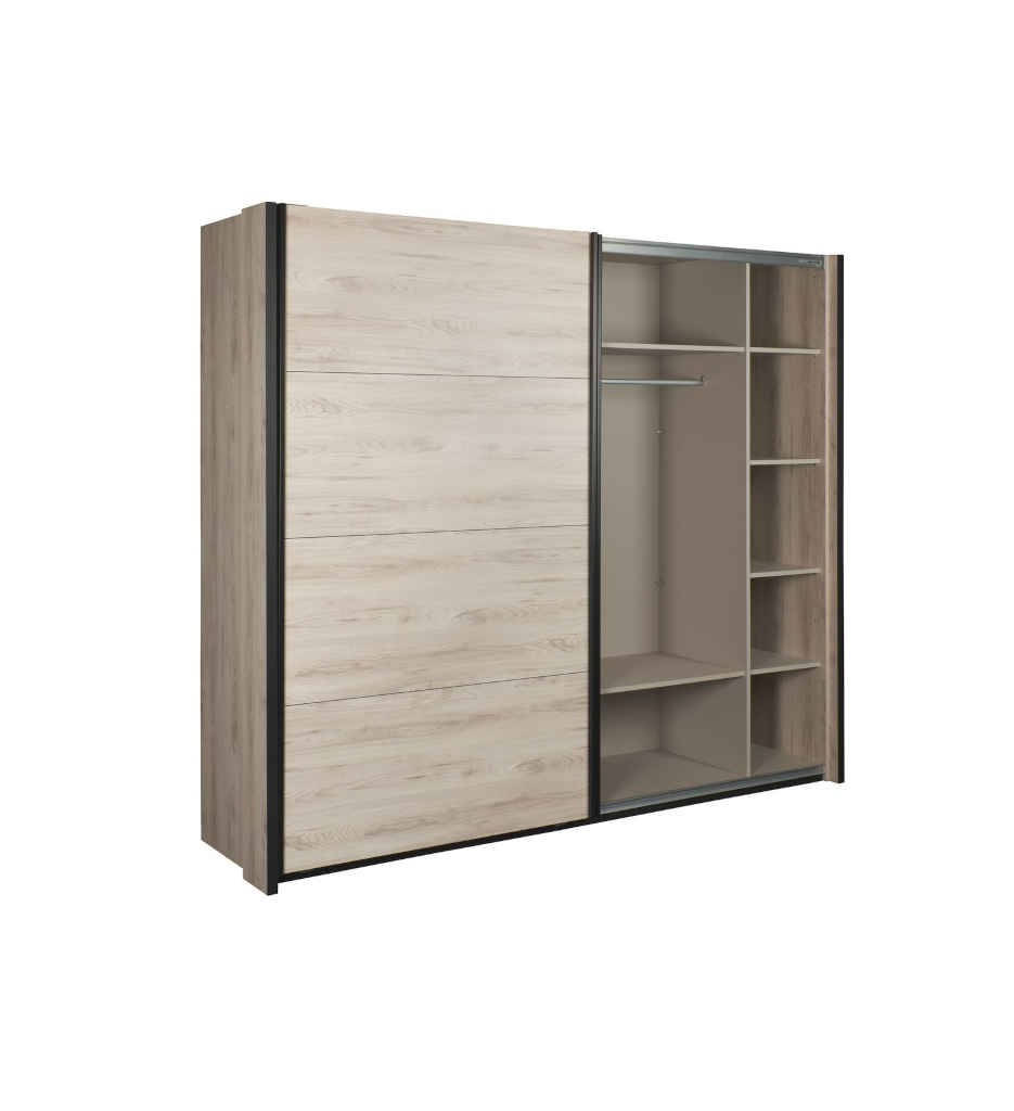 ARMOIRE 2P COULLISANTE / 1 MIROIR -245CM-COASTLAND OAK-SIERRA