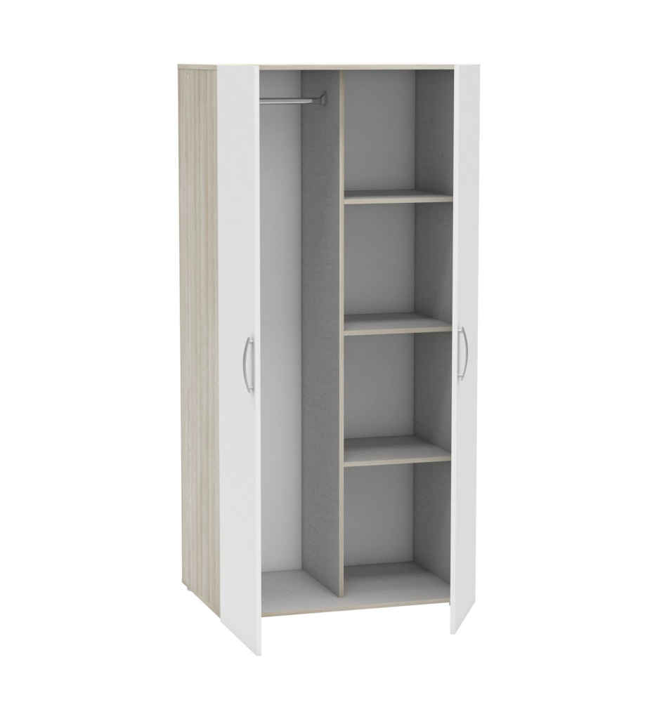 Armoire 2 portes NANO coloris chêne shannon/ blanc