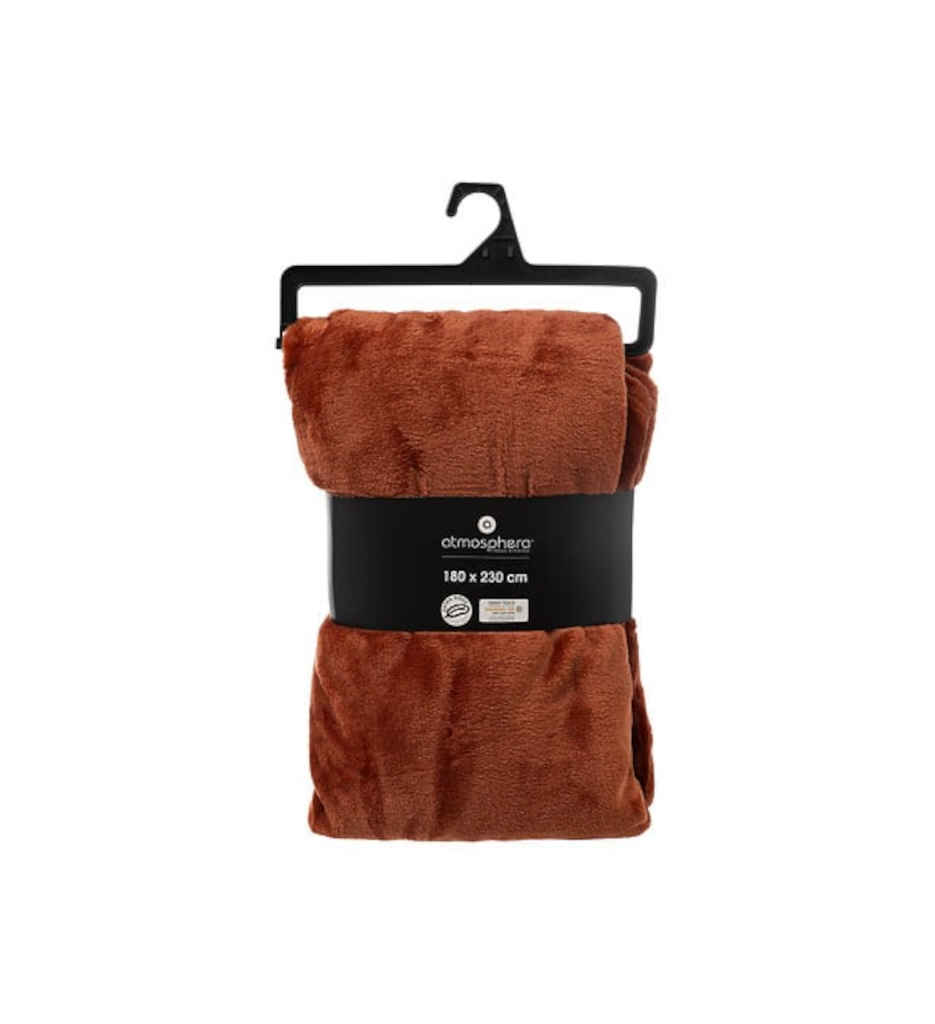 Plaid 180 x 230 cm flanelle terracotta 156048I