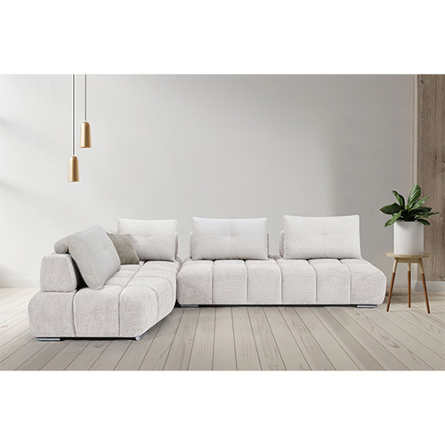 #ANGLE GAUCHE-DOSSIER AVANCE/RECUL-LHF-TISSU SOLO 111 CREAM WHITE/3 COUSSINS 170 COFFEE- SF-376-WHITE