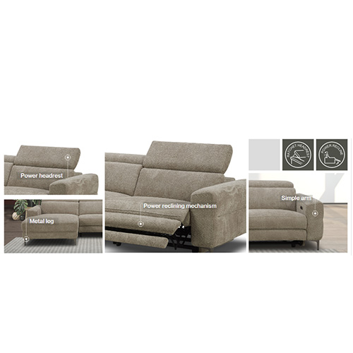 CANAPE 3PL REL ELECTRIQUE-1.5 LAF E HRE+1.5 RAF E HRX-TISSU CAT C WALES TAUPE-KM618H-SEVILLE 2