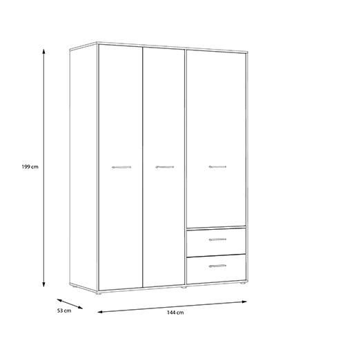 ARMOIRE 3PT/2T-144CM-MOKS844-SONOMA/WHITE-Q36-MOKKARO