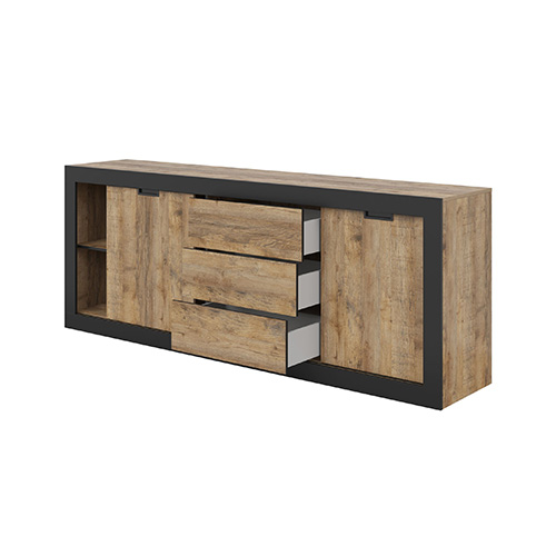 BAHUT 220CM-2PORTES COULISSANTES /3 TIROIRS-24WSNZ25-TUDOR