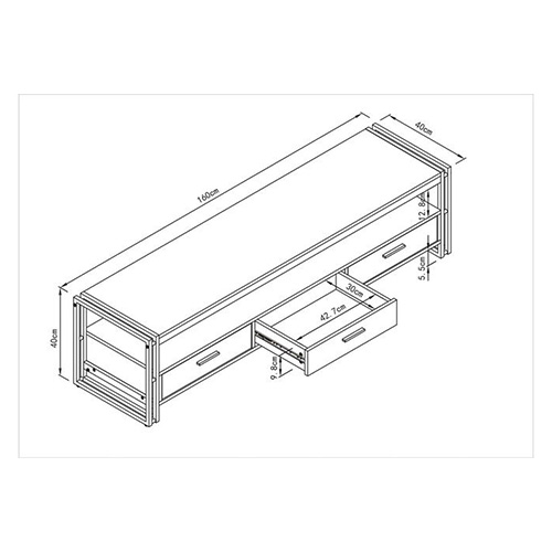Meuble TV Bas à poser 160 cm METTALIC