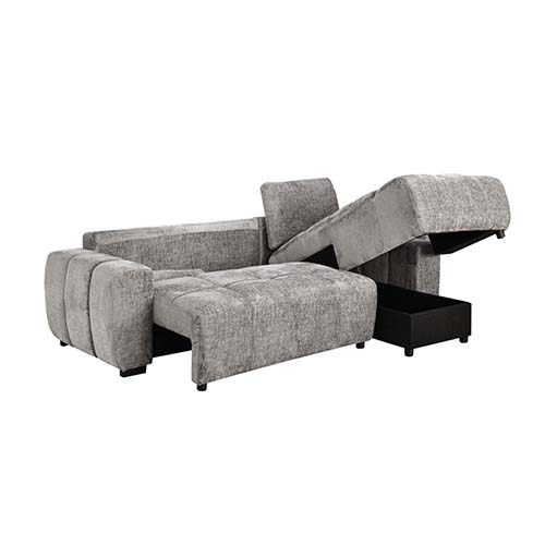 ANGLE DROIT-COUCHAGE+COFFRE-RHF CHAISE W/COFFRE-TISSU SOLO GRIS 454-KF7826-SOLO 2