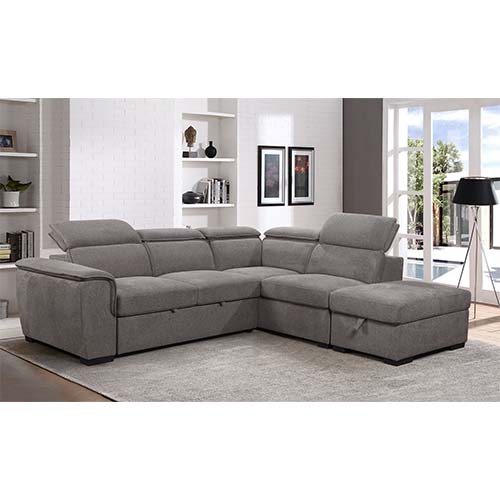 #ANGLE D-2-SEATER W/BED+CHAISE+STORAGE OTT-19973-L3-"NONO-017 ANTRACITE -CAPRERA