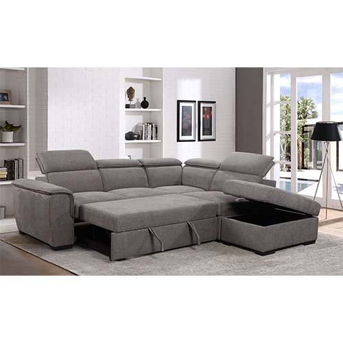 #ANGLE D-2-SEATER W/BED+CHAISE+STORAGE OTT-19973-L3-"NONO-017 ANTRACITE -CAPRERA