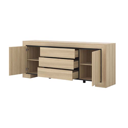 BAHUT 2PT/3T-225 CM- CHÊNE ÉLÉGANT/NOIR 24DEOC25/2D3S-CUBA II