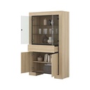 VITRINE 4 PORTES(2 en verre) 1TIROIR-113CM-CHÊNE ÉLÉGANT/NOIR-24DEOC13/4D1S-CUBA II