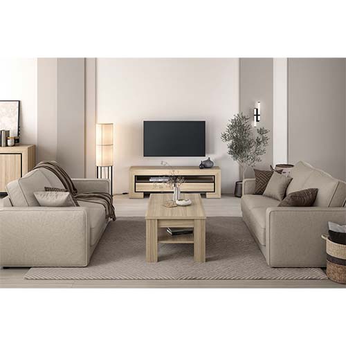 MEUBLE TV-160CM-CHÊNE ÉLÉGANT/NOIR-24DEOC40/RTV 2S-CUBA II