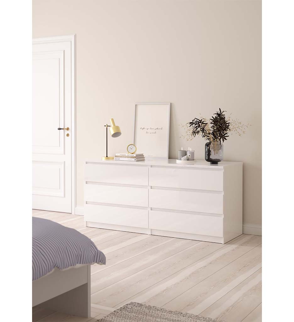 COMMODE 6 TIROIRS HINA BLANC LAQUE TV 76232uu