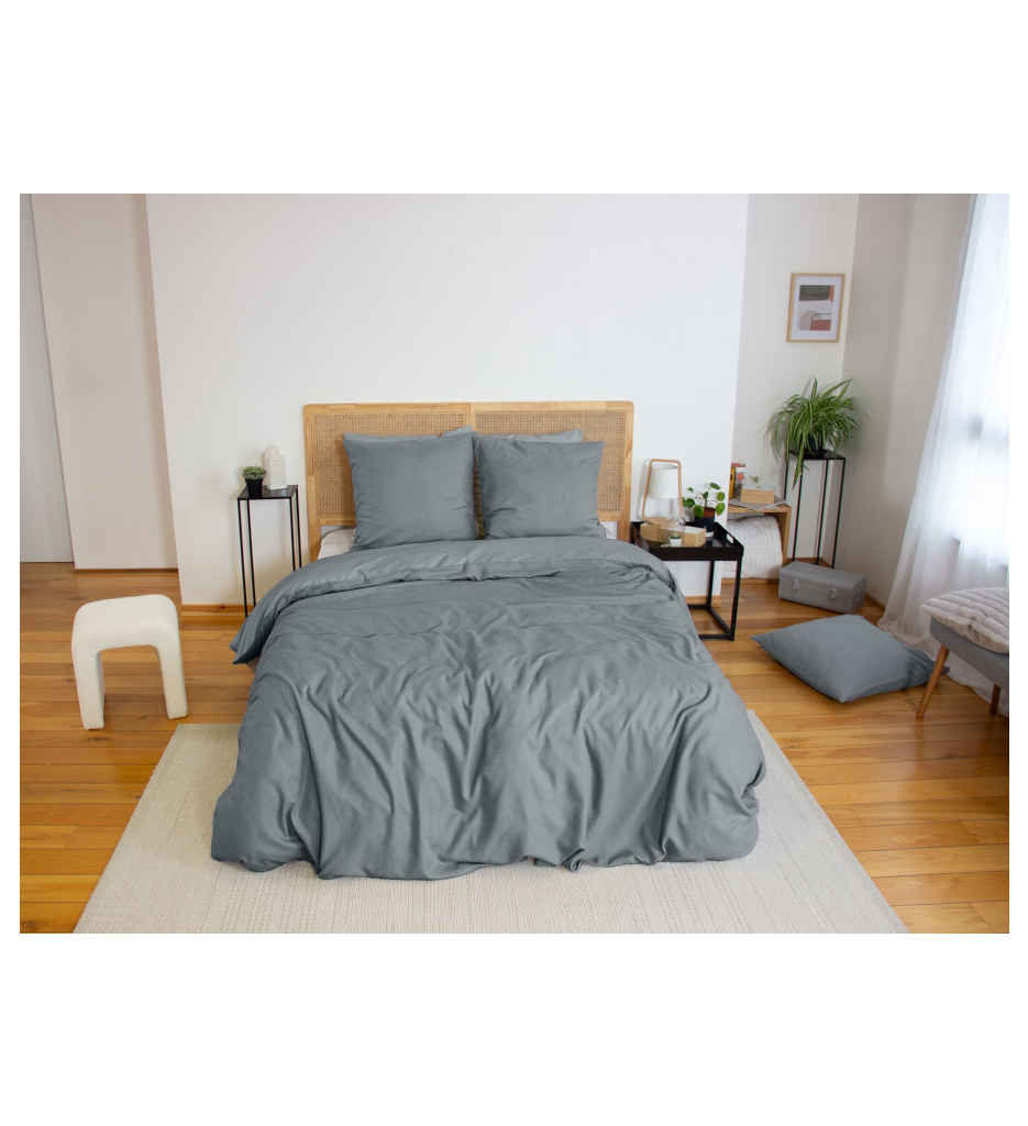 #PARURE 240 X 220 SENSATION FLANELLE ARDOISE