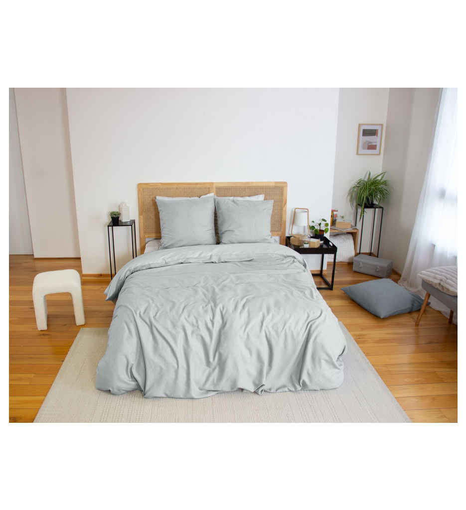 #PARURE 240 X 220 SENSATION FLANELLE CENDRE