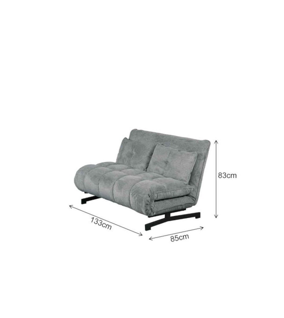 BANQUETTE LIT-L 133CM-TISSU GREY-LLM-76-GRIGIO