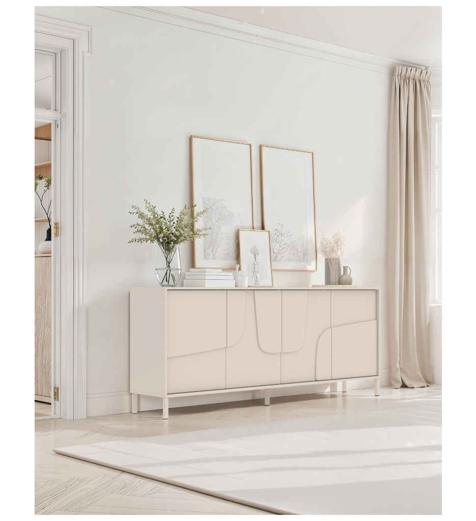 BAHUT 4 PORTES- 207 CM-203194-08-CASMHERE-STONE