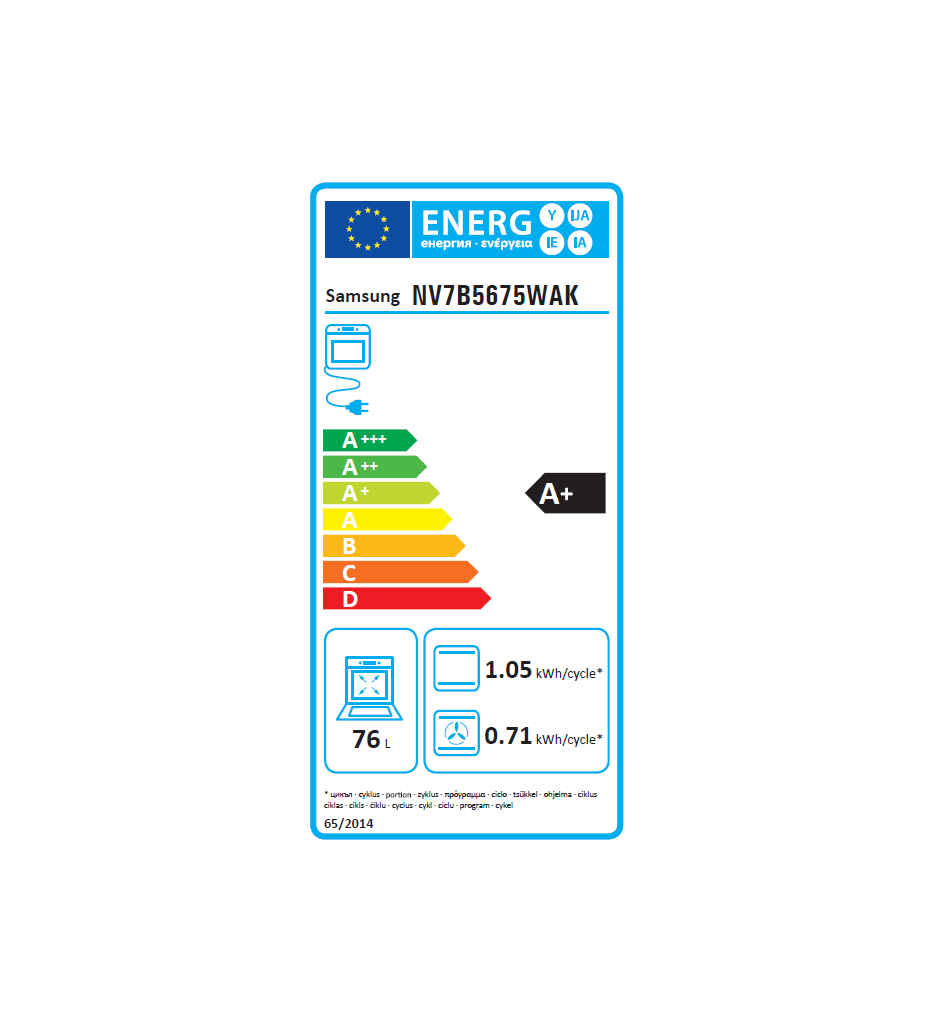 FOUR PYRO. 76L DUAL COOK A °°°SAMSUNG NV7B5675WAK