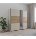 ARMOIRE 2 PT COULISSANTE+LIT 160*200CM+ 2 CHEVETS INCLUS-AG072OTL7.60-CHAMPAGNE/CHENE ARTISAN-SAJO