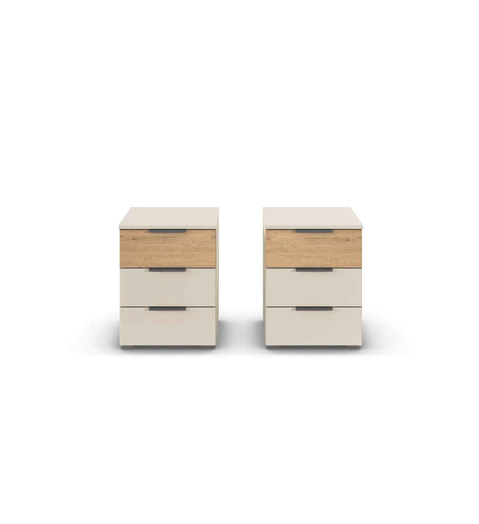 ARMOIRE 2 PT COULISSANTE+LIT 160*200CM+ 2 CHEVETS INCLUS-AG072OTL7.60-CHAMPAGNE/CHENE ARTISAN-SAJO