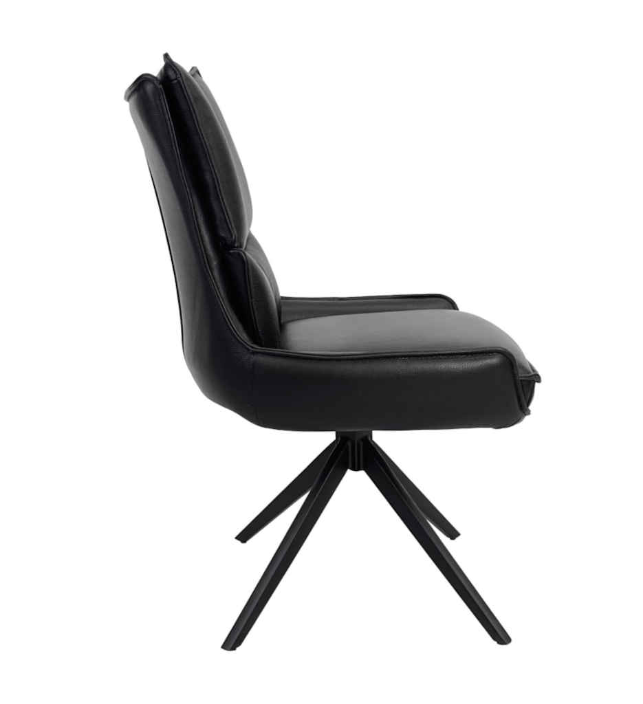 #CHAISE ROTATIVE 180° EN CUIR NOIR-52958NO-MILANO CUIR