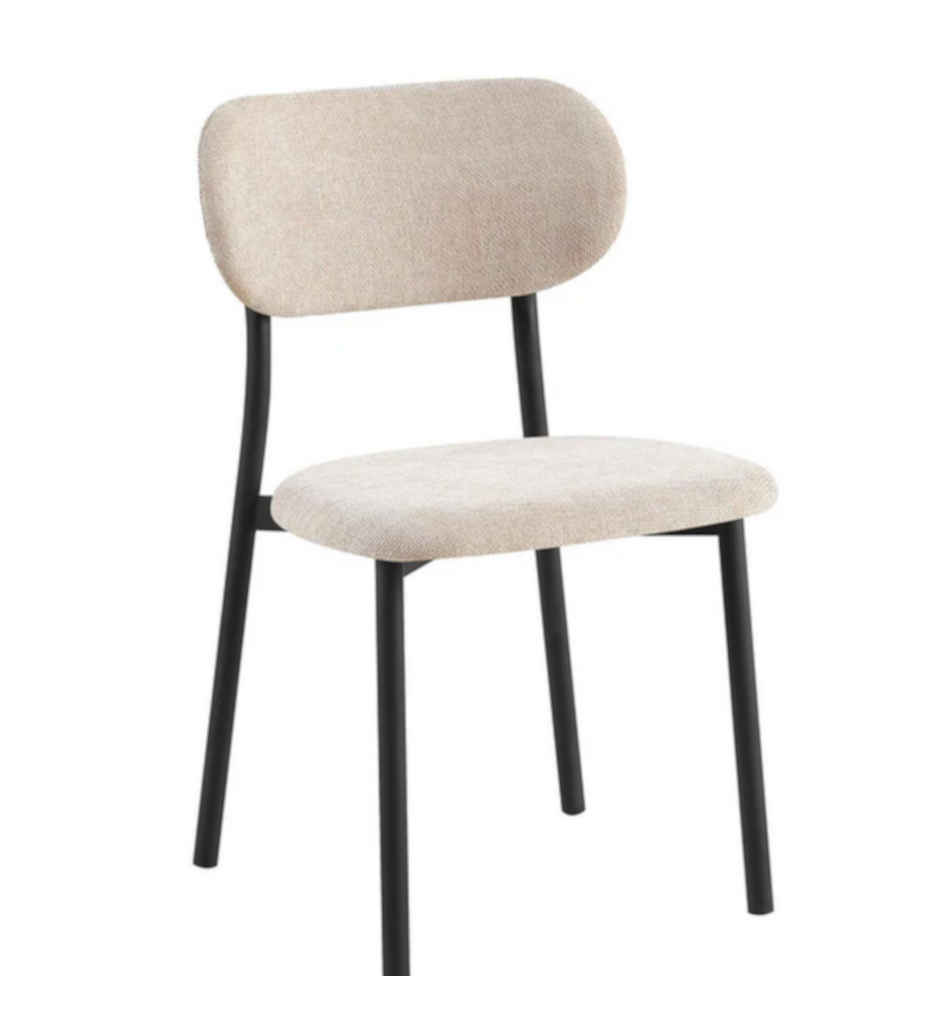#CHAISE METAL NOIR-TISSU BEIGE CLAIR-18614LI  -CENTURION