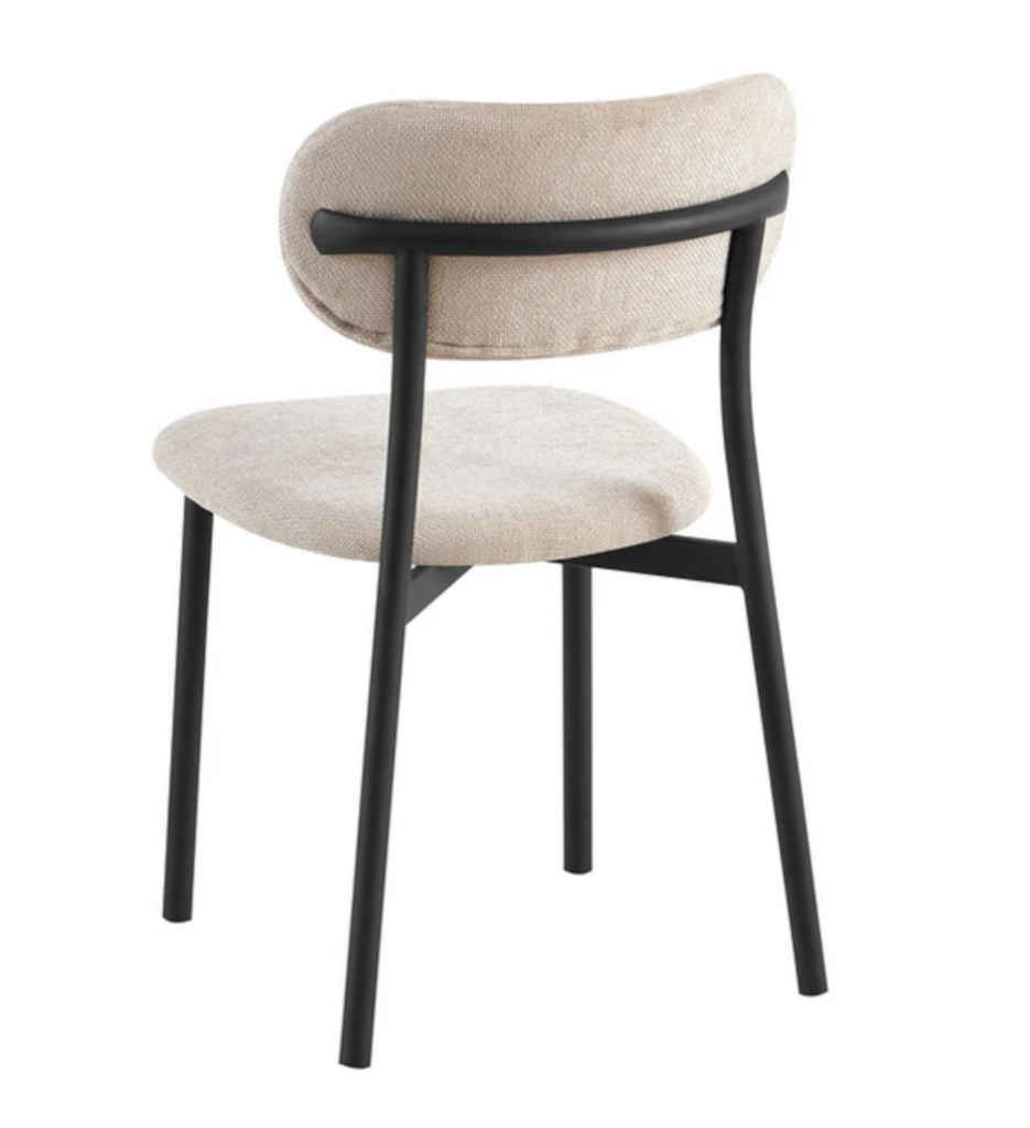 #CHAISE METAL NOIR-TISSU BEIGE CLAIR-18614LI  -CENTURION