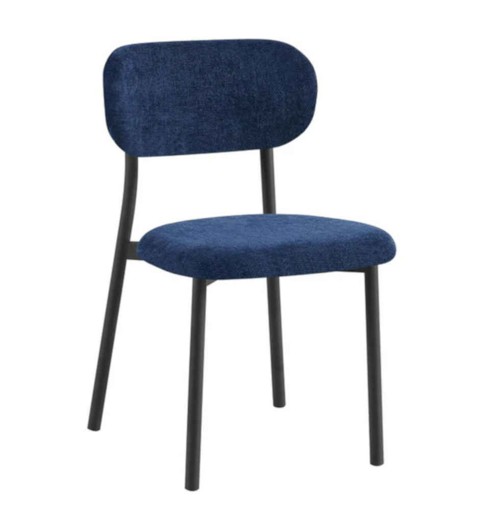 #CHAISE METAL NOIR-TISSU BLEU NUIT-18614BN -CENTURION