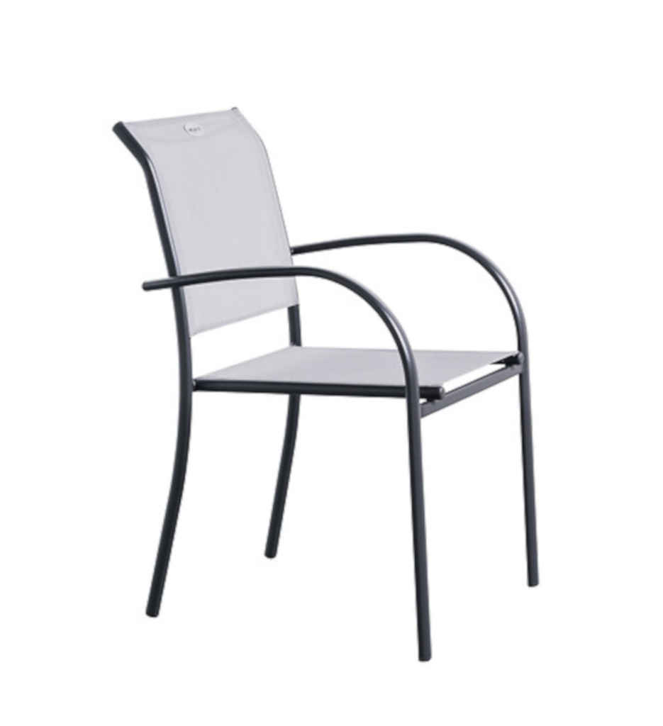 Fauteuil repas empilable Piazza aluminium galet graphite 139831