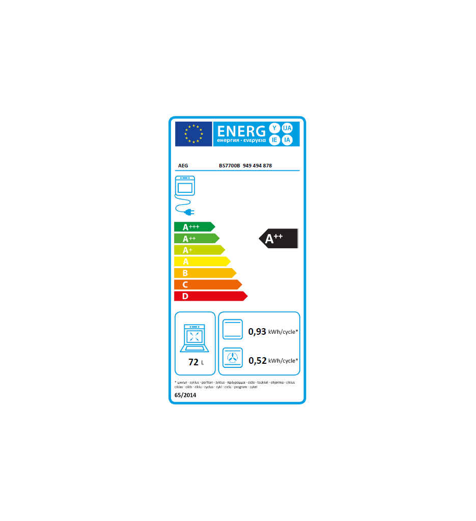 FOUR PYRO. STEAM CRISP + AJOUT VAPEUR 72L A++ °AEG BS7700B