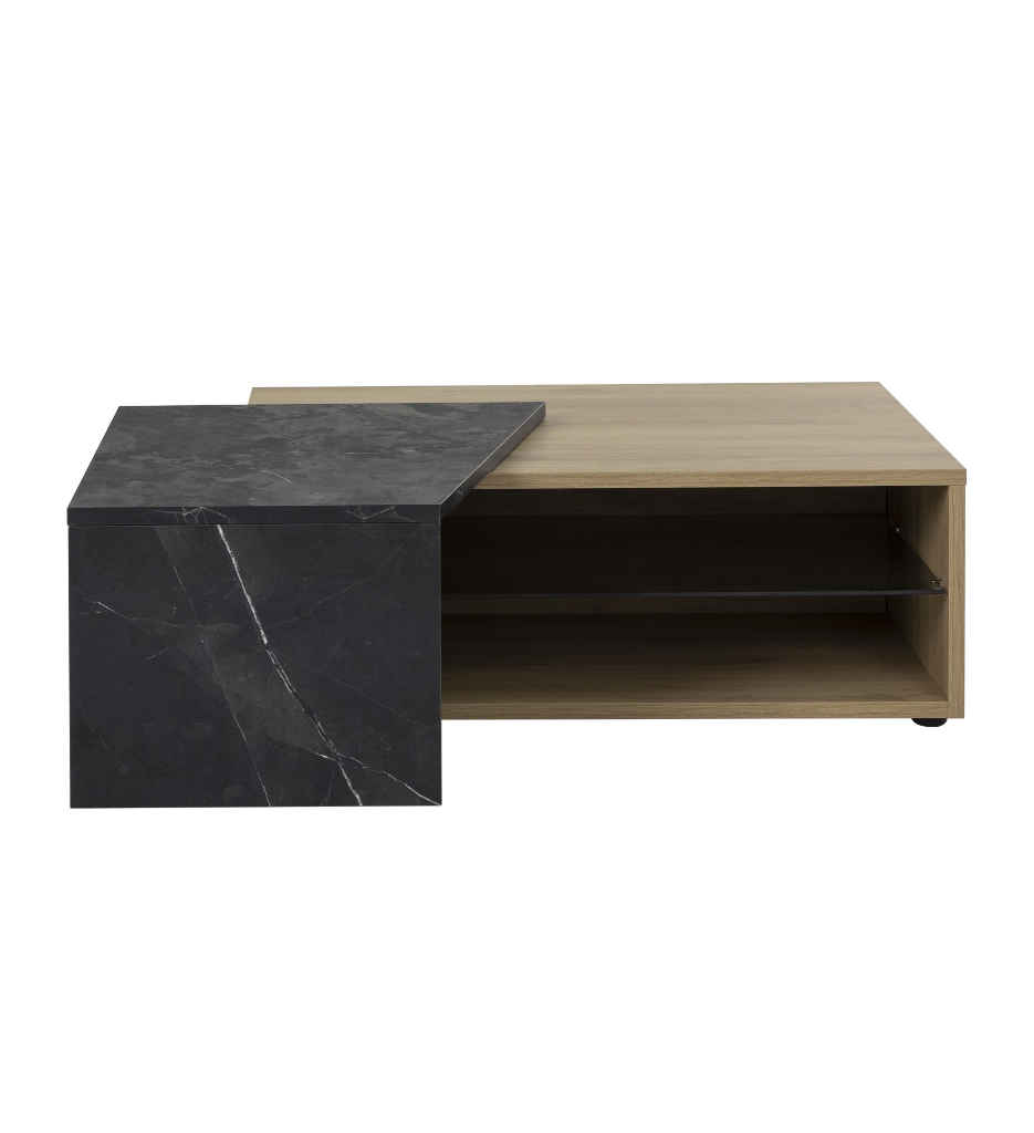 TABLE BASSE-101(116)CM-CHENE DE BOCAGE/MARBRE NOIR-1J3S087-ELENCIA