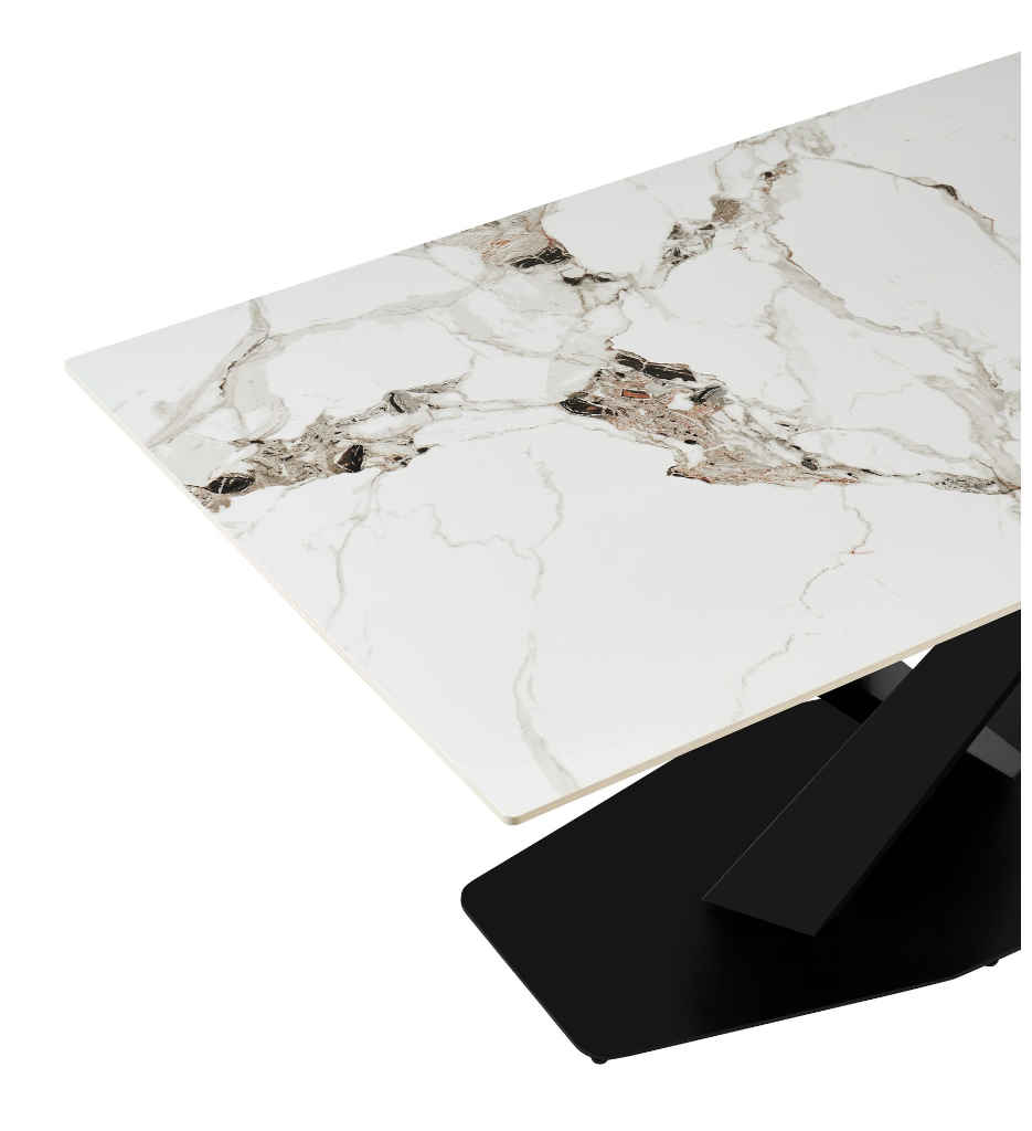 TABLE CERAMIQUE 160x90-18600BT-BLANC & TAUPE-ELLA