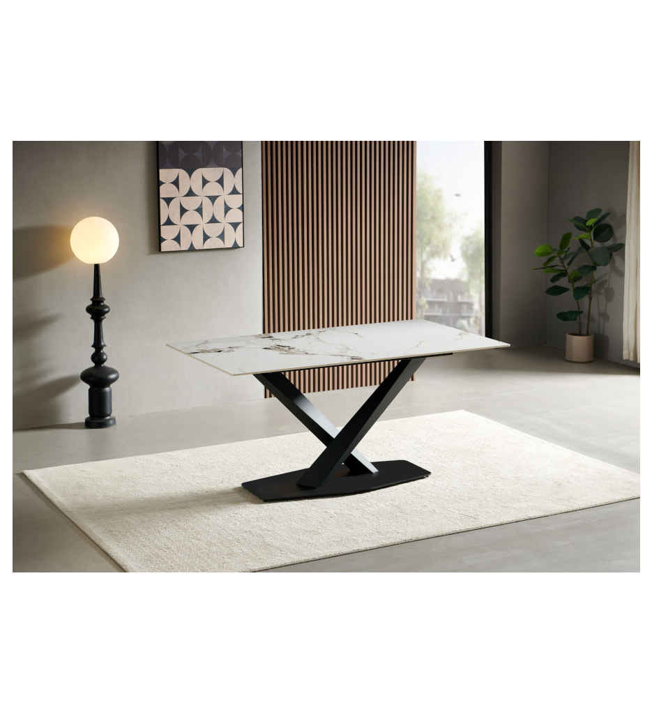 TABLE CERAMIQUE 160x90-18600BT-BLANC & TAUPE-ELLA