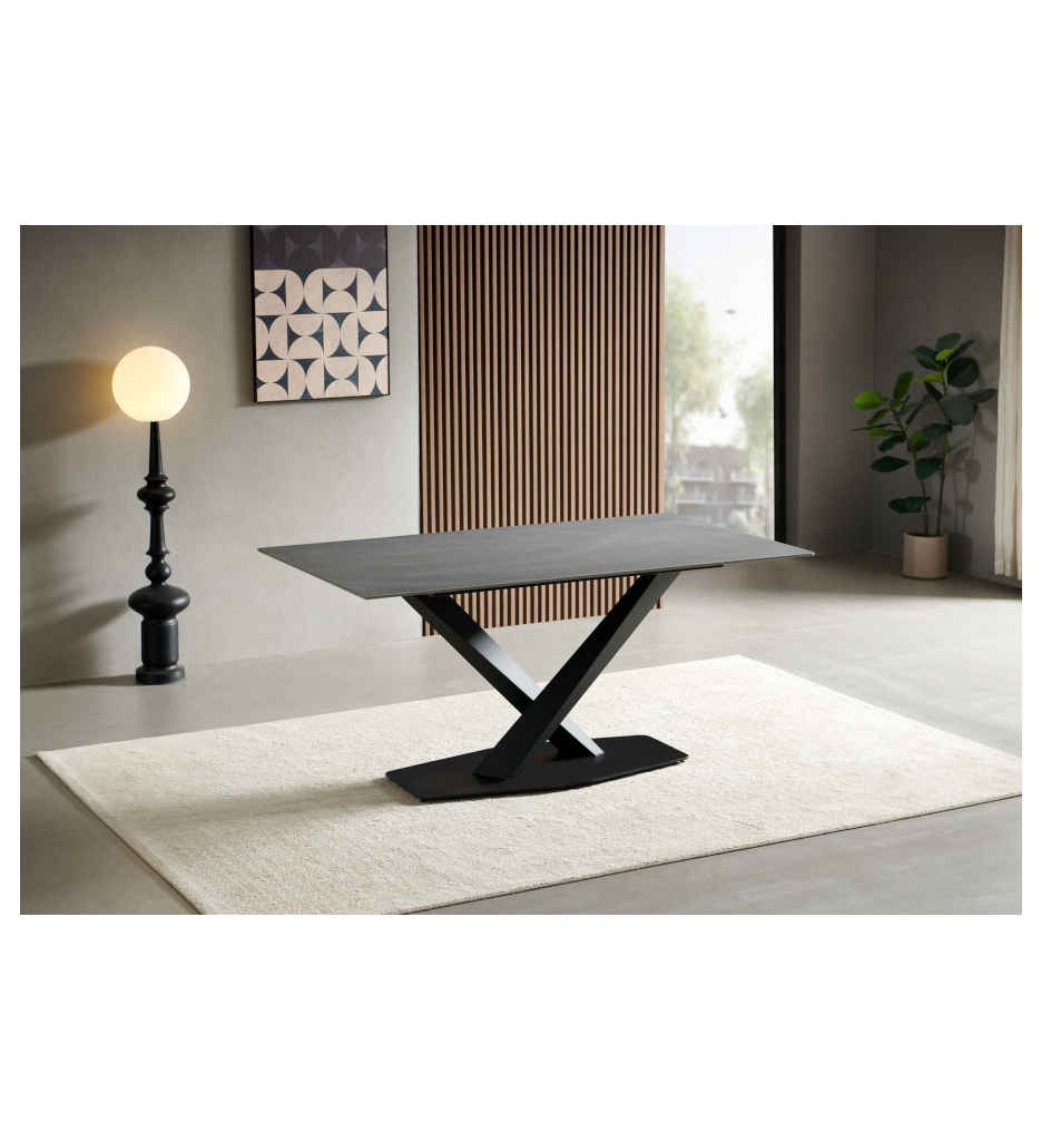 TABLE CERAMIQUE 160x90-18600GR-GRIS-ELLA