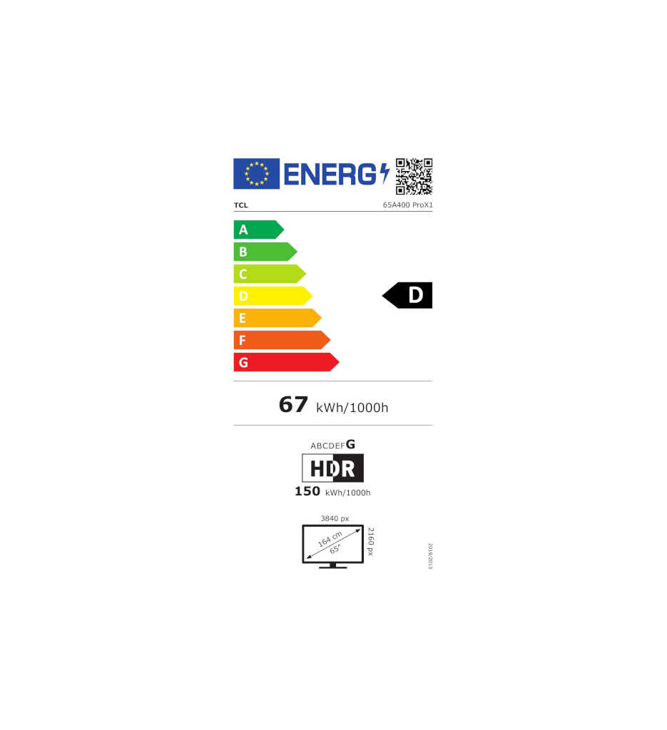 TV NXTVISION MATT SCREEN 164CM °TCL 65A400pro