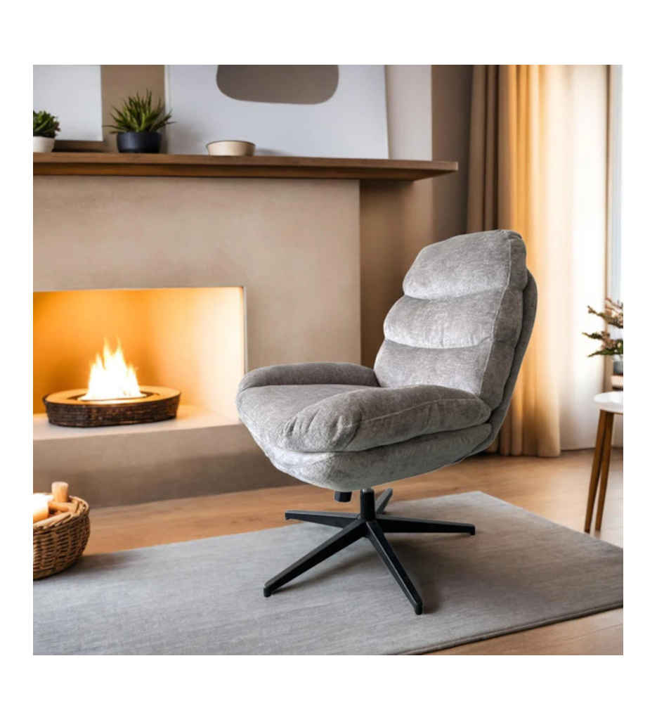 #FAUTEUIL ROTATIF TISSU GRIS-16242GR-BAMBINO