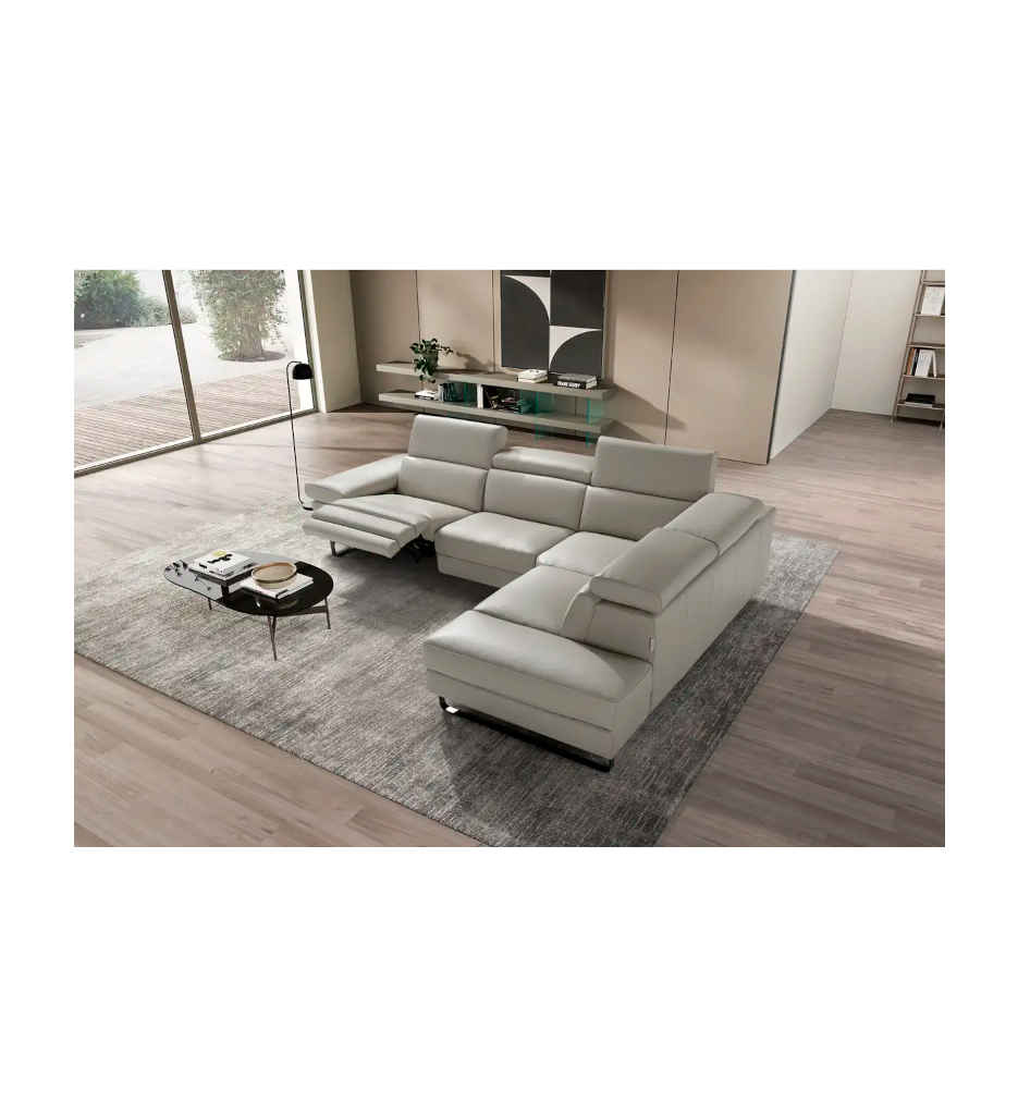 ANGLE DROIT 2,5P 1BR SX/MERIDIENNE TERMINALE DX-RELAX ELECTRIQUE-CUIR CAT 483 GRIGIO CHIARO-BROOKLYN