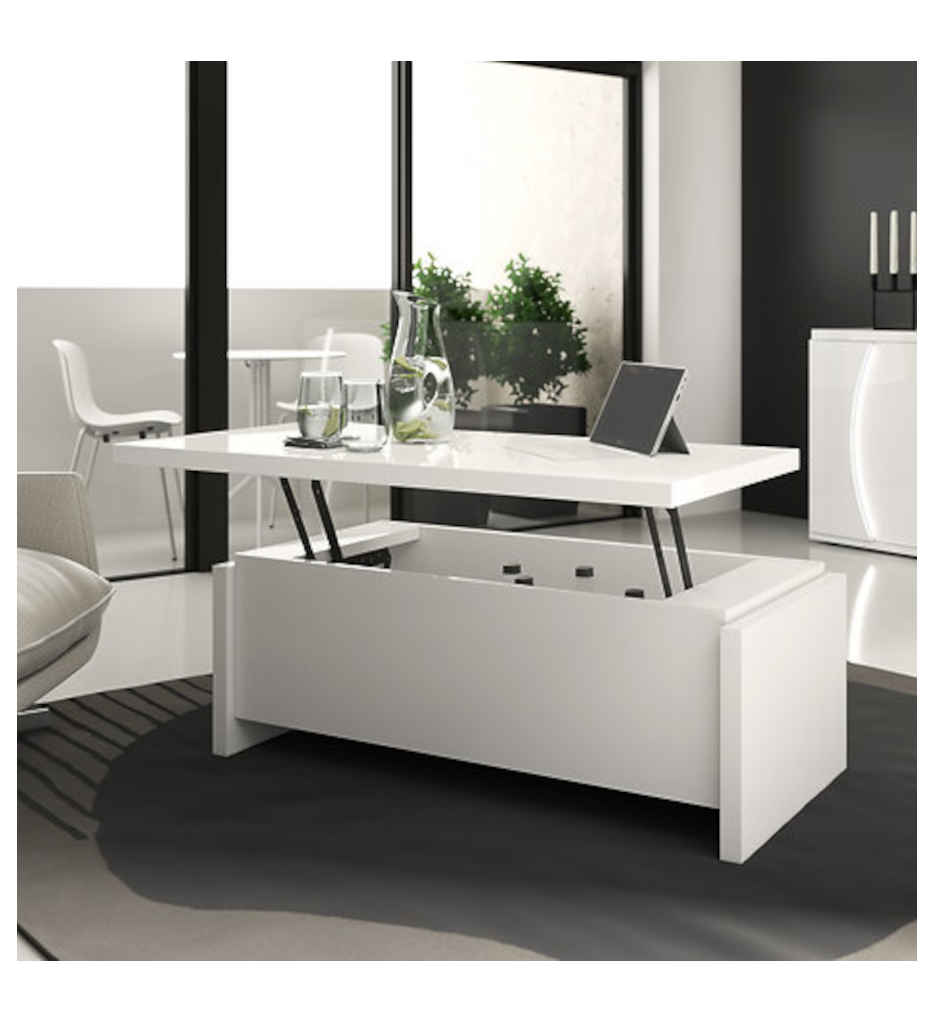 TABLE BASSE RELEVANTE N°12-L.118CM-25SA2930-LAQUE BLANCHE BRILLANTE-PULP