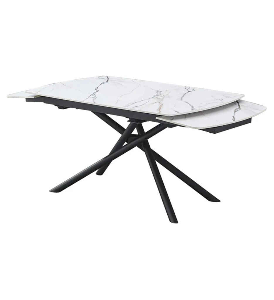 #TABLE CERAMIQUE-AV ALLONGE 140(200)*90 CM-BLANC-41262BL-OLIVIA
