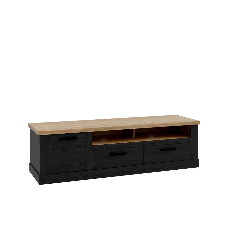 MEUBLE TV 179.3 cm NOIR/BOIS DURO DURT231L/M954