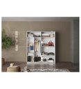 ARMOIRE 2 PORTES-L 230CM-AVEC 1 MIROIR AVEC SEPARATEUR+FREINS INCLUS-LAQUE BLANC-629021-230SS2-SWING