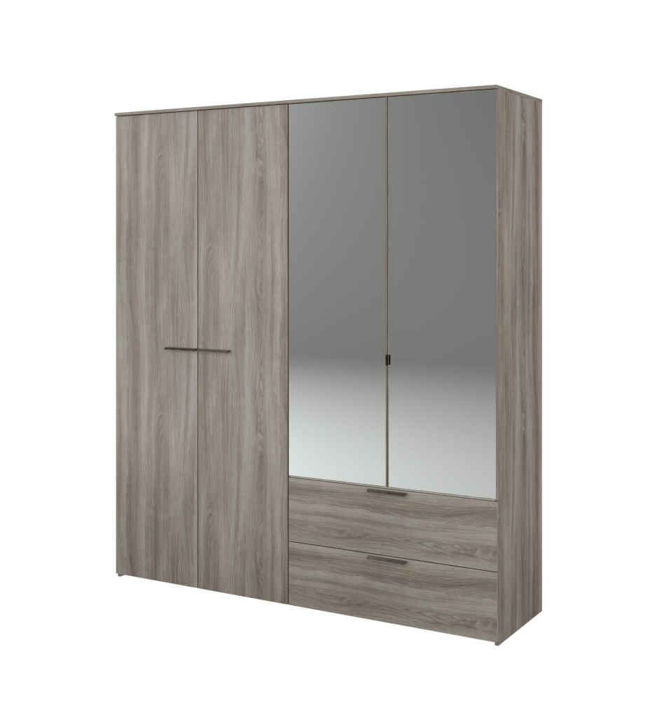 #ARMOIRE 4PT/2T(MIROIR)-CORVO GREY OAK-596983-OPUS