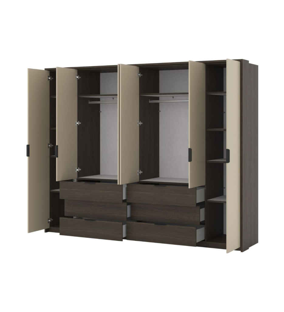 #ARMOIRE 6 PORTES/6 TIROIRS-L274CM-6D6S-24D1OI29-DUNIN OAK/DUNIN OAK/LIGHT BEIGE-MOLA