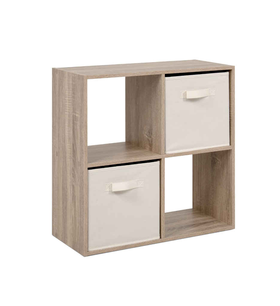 #1er Prix-Etagère avec paniers Arvika 4 niches  Chêne / beige FIN 3965
