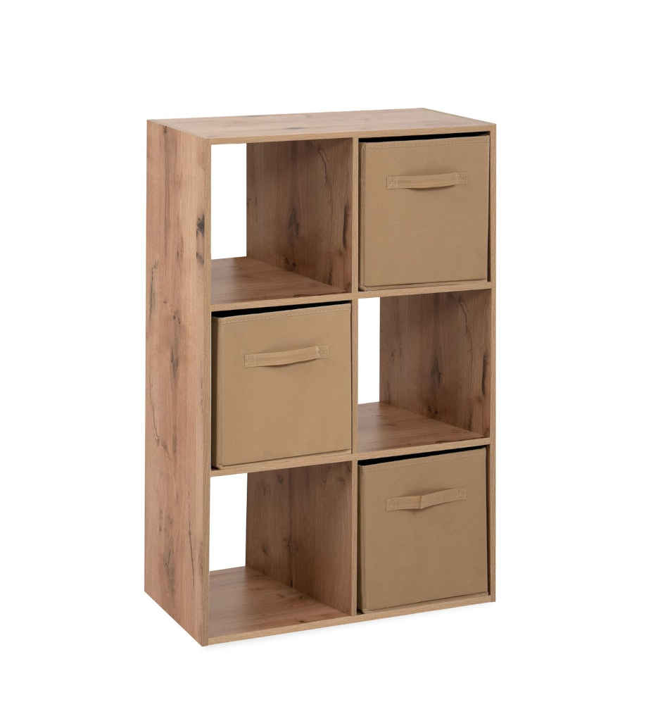 #1er Prix-Etagère avec paniers Arvika 6 niches Chêne / beige FIN 3967